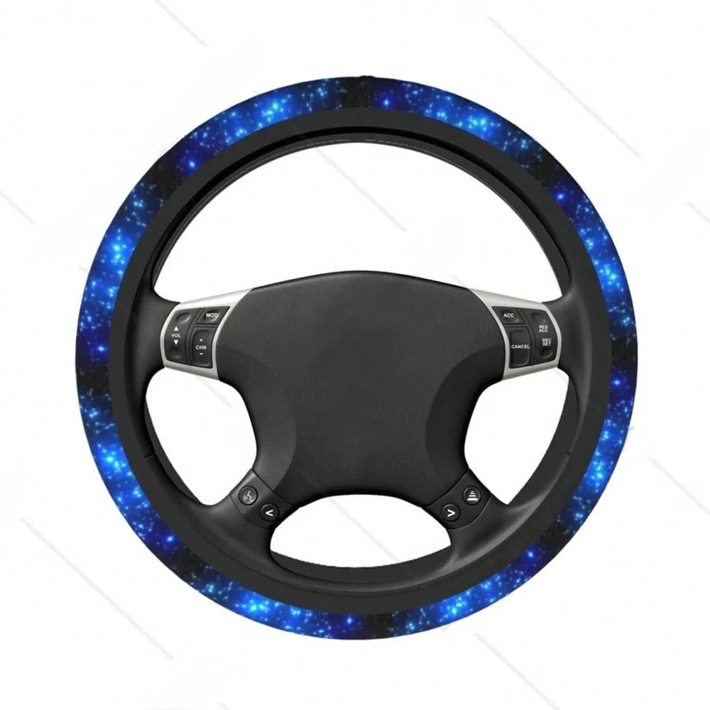 1pc Blue Starry Sky Steering Wheel Cover, Steering Wheel Protector Accessory, Car Supplies