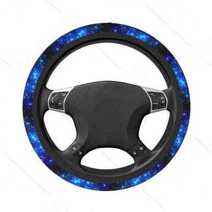 1pc Blue Starry Sky Steering Wheel Cover, Steering Wheel Protector Accessory, Car Supplies