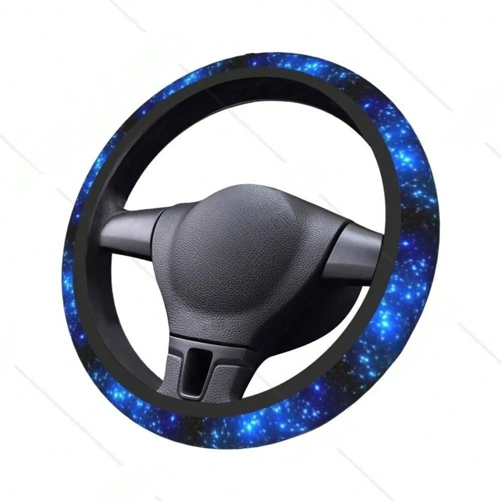 1pc Blue Starry Sky Steering Wheel Cover, Steering Wheel Protector Accessory, Car Supplies