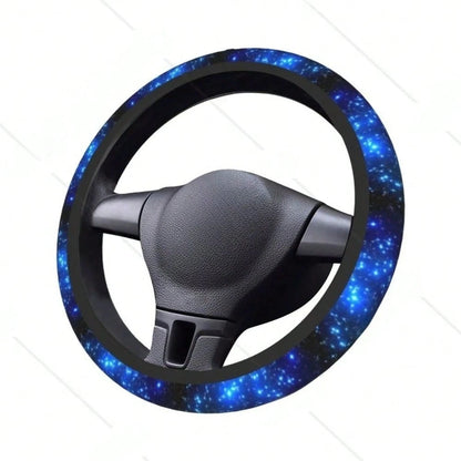 1pc Blue Starry Sky Steering Wheel Cover, Steering Wheel Protector Accessory, Car Supplies