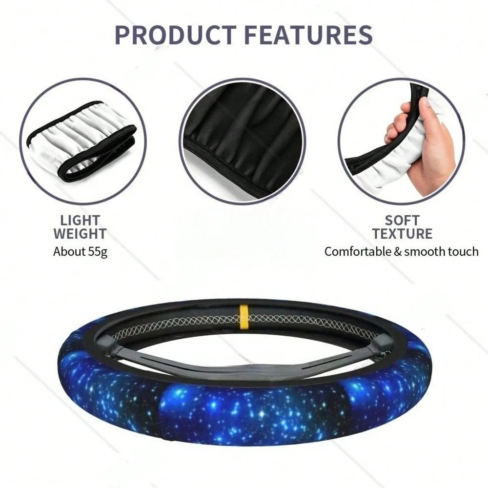1pc Blue Starry Sky Steering Wheel Cover, Steering Wheel Protector Accessory, Car Supplies
