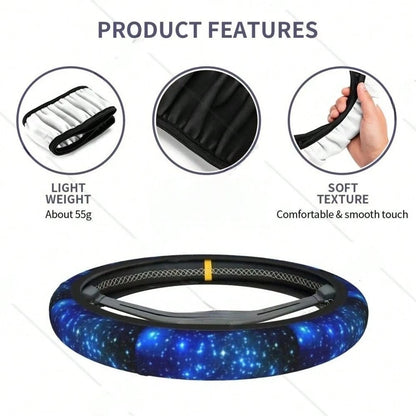 1pc Blue Starry Sky Steering Wheel Cover, Steering Wheel Protector Accessory, Car Supplies
