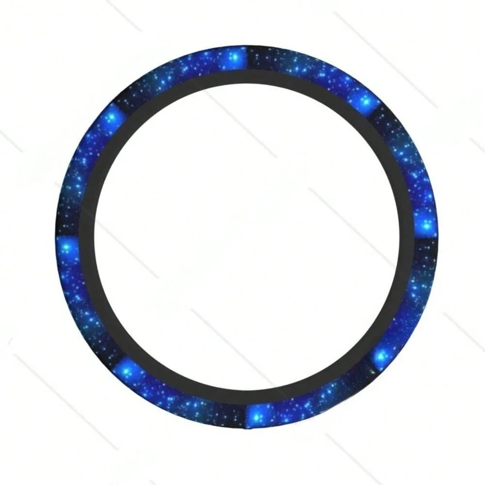 1pc Blue Starry Sky Steering Wheel Cover, Steering Wheel Protector Accessory, Car Supplies