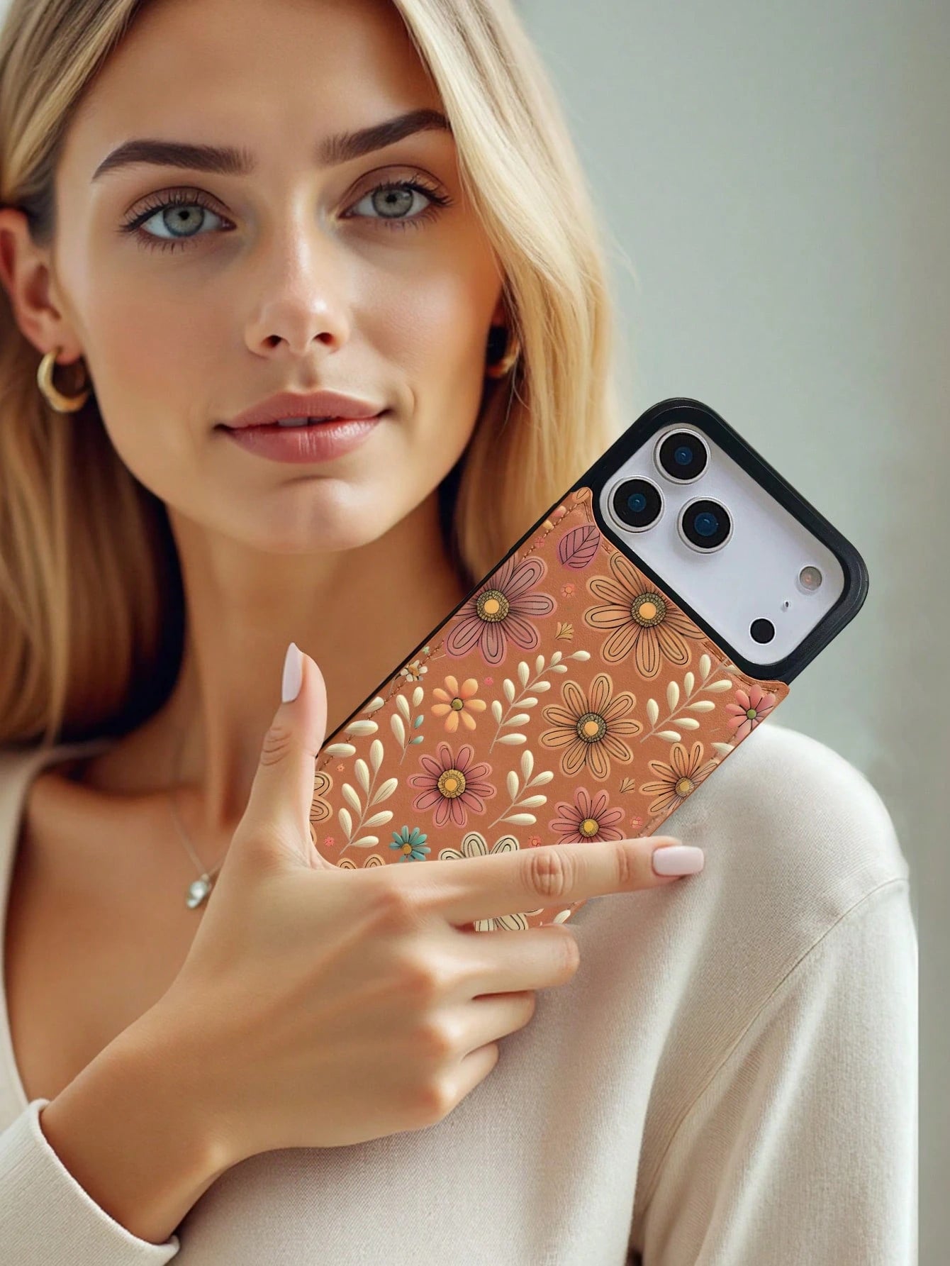 1PC Boho Daisy Vintage Garden Art Style Phone Case, TPU+PC Dual-Layer Material, Handcrafted Custom Design, Premium Fashionable Faux Leather Flip Wallet Card Holder Cover, Compatible With IPhone 17/16