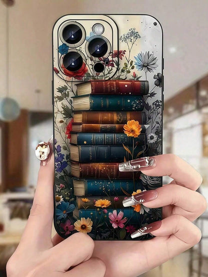 1pc Book Floral Pattern Print Phone Case, Fits All Models, Best Gift For Friends And Family, Also Suitable For Series Suitable For IPhone17/IPhone17 Air/IPhone17 Pro/IPhone17 Pro Max/16 Pro Max/15 Pro