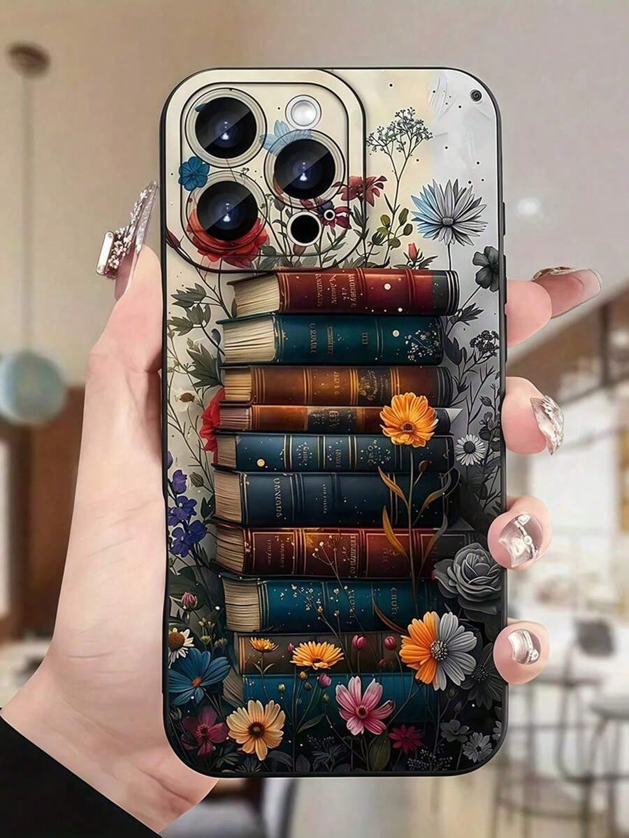 1pc Book Floral Pattern Print Phone Case, Fits All Models, Best Gift For Friends And Family, Also Suitable For Series Suitable For IPhone17/IPhone17 Air/IPhone17 Pro/IPhone17 Pro Max/16 Pro Max/15 Pro