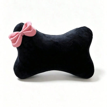 1pc Bowknot Plush Car Seat Neck Pillow, Travel Relaxation Head & Neck Support Pillow, Comfortable Car Cushion