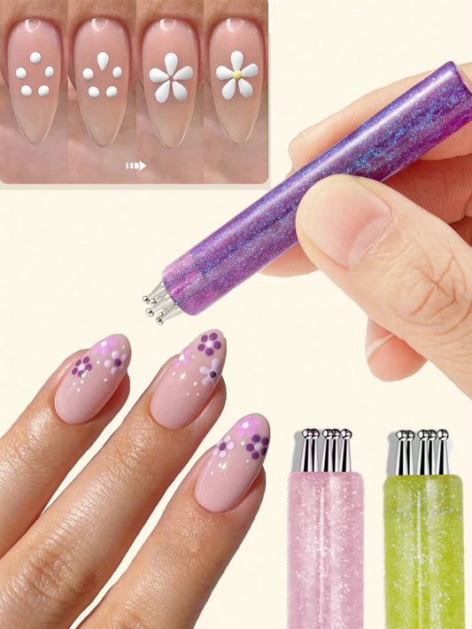 1pc Bright Simple & Quick Flower Painting And Dotting Nail Art Painting Brush