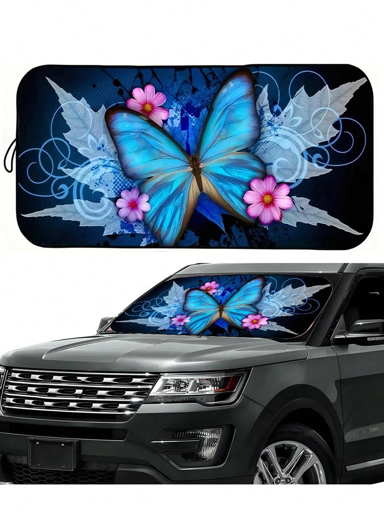 1pc Butterfly Design Car Windshield Sun Shade, Foldable Reflective Sunshade, Heat Insulation & Sun Protection, Keeps Car Cool In Summer