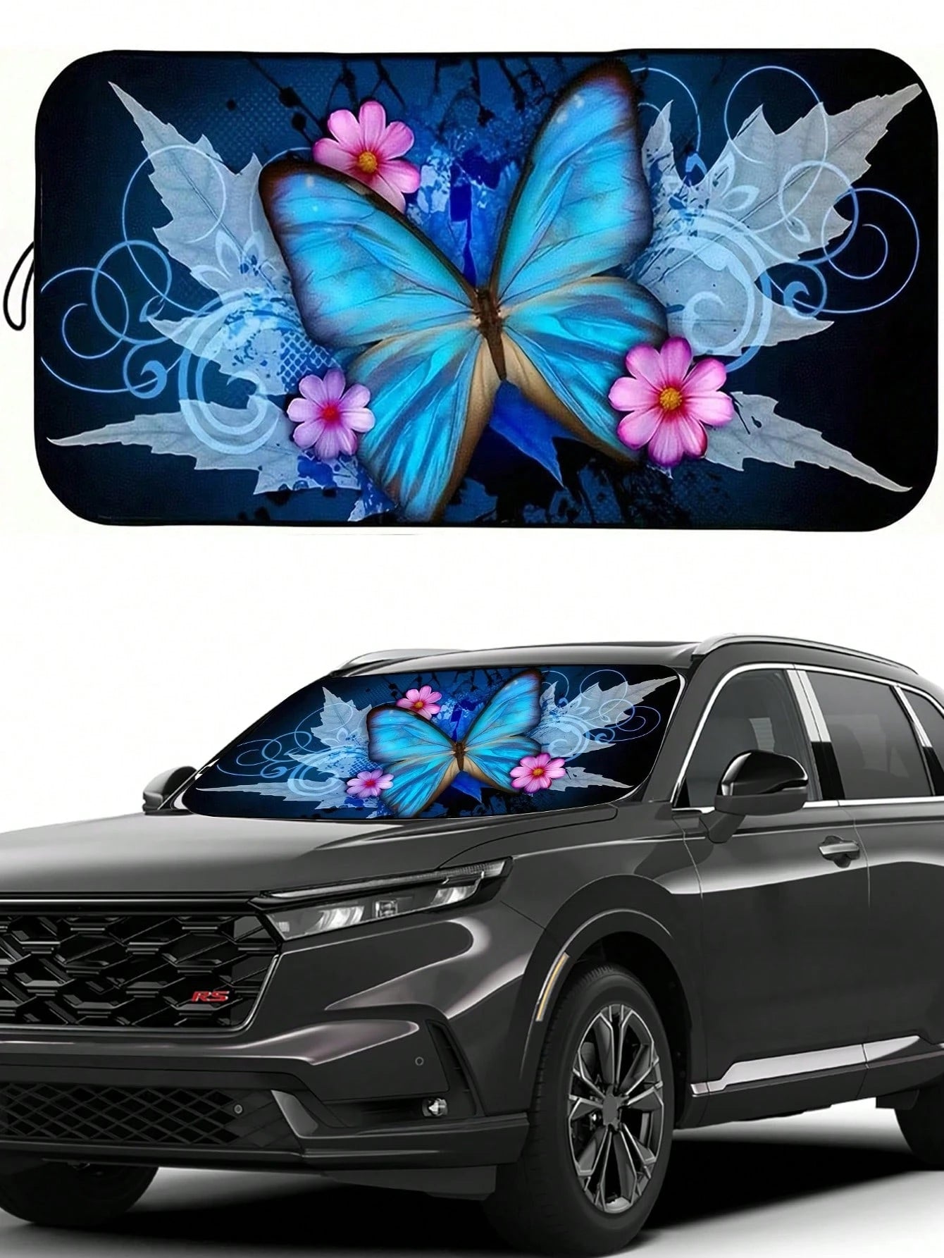 1pc Butterfly Design Car Windshield Sun Shade, Foldable Reflective Sunshade, Heat Insulation & Sun Protection, Keeps Car Cool In Summer