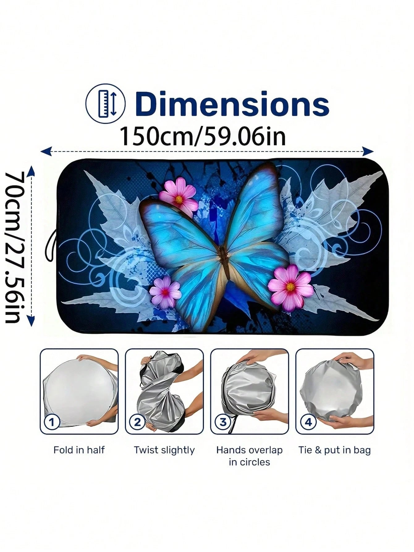1pc Butterfly Design Car Windshield Sun Shade, Foldable Reflective Sunshade, Heat Insulation & Sun Protection, Keeps Car Cool In Summer