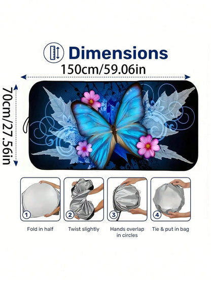 1pc Butterfly Design Car Windshield Sun Shade, Foldable Reflective Sunshade, Heat Insulation & Sun Protection, Keeps Car Cool In Summer