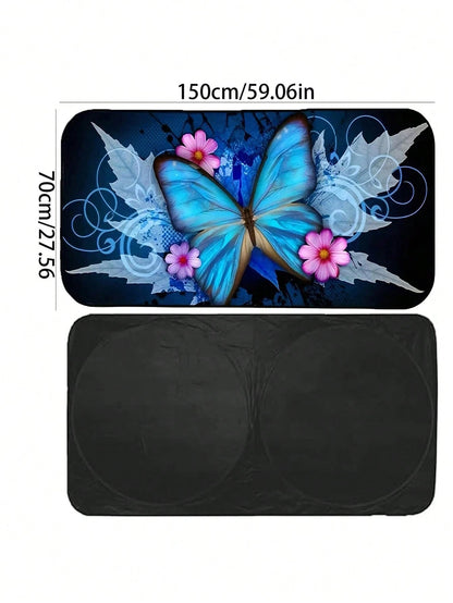 1pc Butterfly Design Car Windshield Sun Shade, Foldable Reflective Sunshade, Heat Insulation & Sun Protection, Keeps Car Cool In Summer