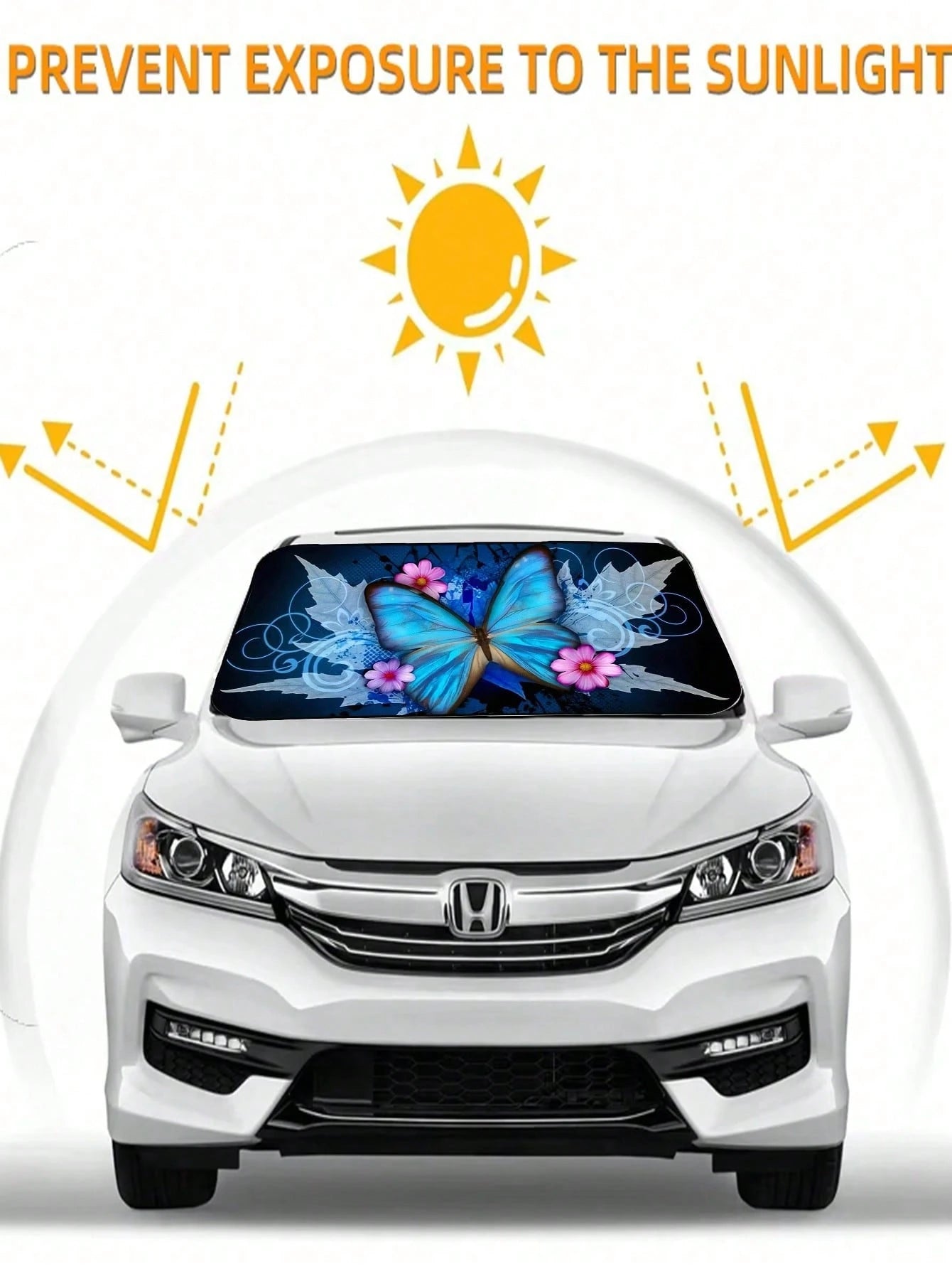 1pc Butterfly Design Car Windshield Sun Shade, Foldable Reflective Sunshade, Heat Insulation & Sun Protection, Keeps Car Cool In Summer