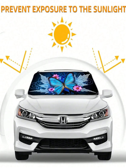 1pc Butterfly Design Car Windshield Sun Shade, Foldable Reflective Sunshade, Heat Insulation & Sun Protection, Keeps Car Cool In Summer