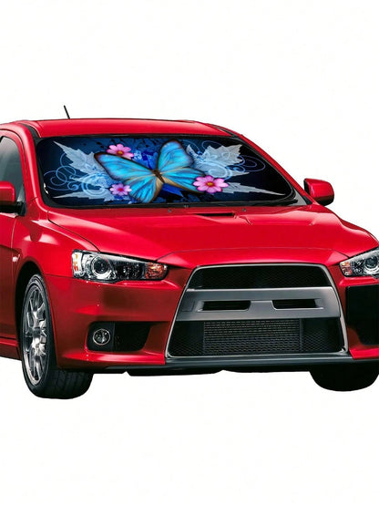 1pc Butterfly Design Car Windshield Sun Shade, Foldable Reflective Sunshade, Heat Insulation & Sun Protection, Keeps Car Cool In Summer
