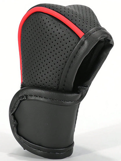 1pc Car Gear Shift Knob Cover, PU Leather Anti-Slip Protective Case, Auto Interior Accessories Decorations