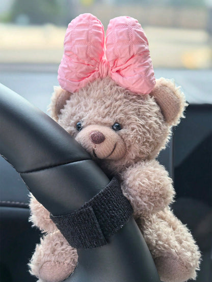 1pc Car Interior Decoration Cute Plush Bear Gear Guard Decoration Car Interior Decoration