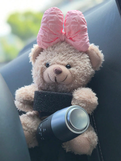 1pc Car Interior Decoration Cute Plush Bear Gear Guard Decoration Car Interior Decoration
