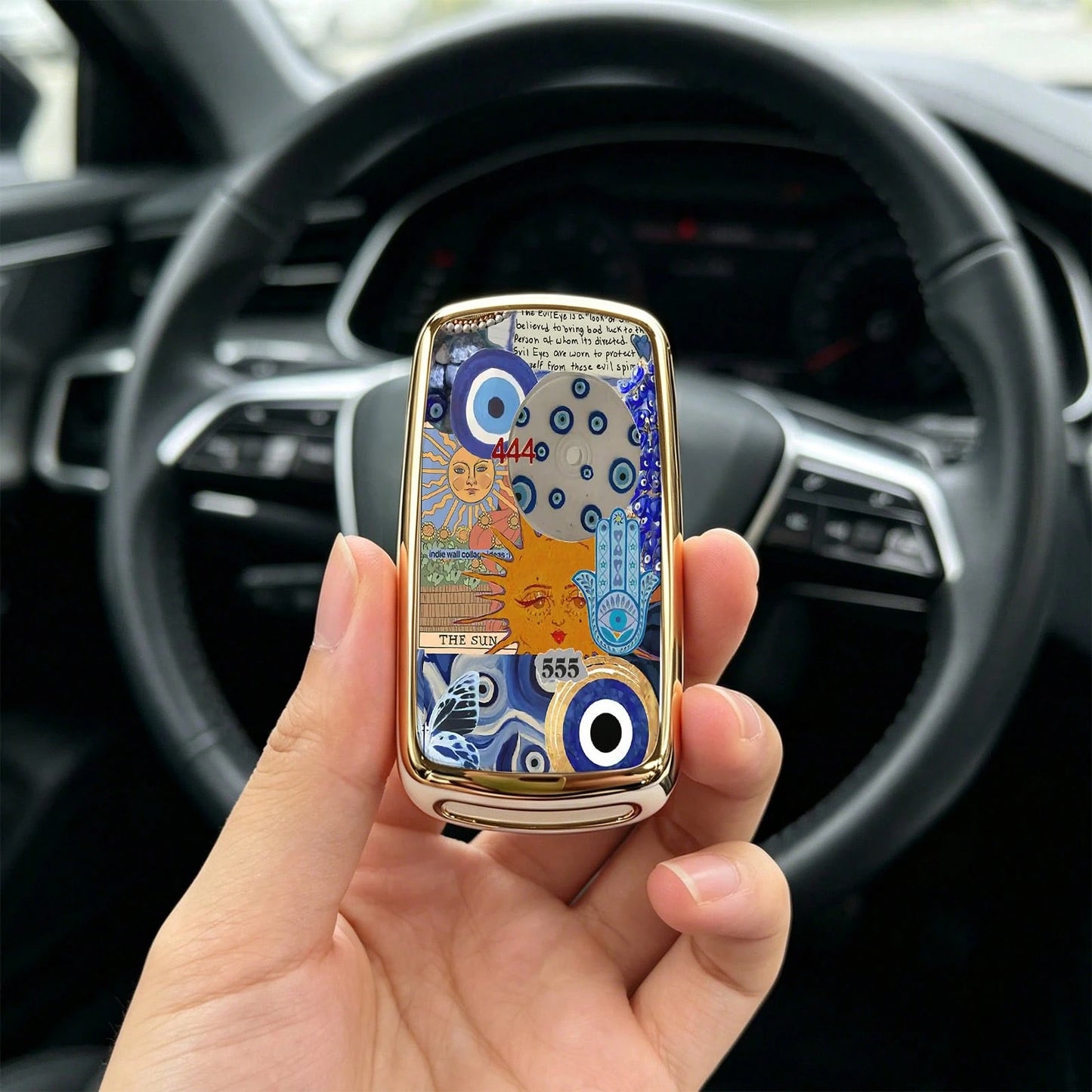 1pc Car Key Case-Chic Print,Suitable For Jetta Mk6, Polo Mk5, Golf Mk6, Tiguan Mk1, Passat B7, Passat NMS, Caddy Mk3, Beetle, Amarok, Touran Mk1. Advanced Soft-Touch, Does Not Block Signal, Unisex.