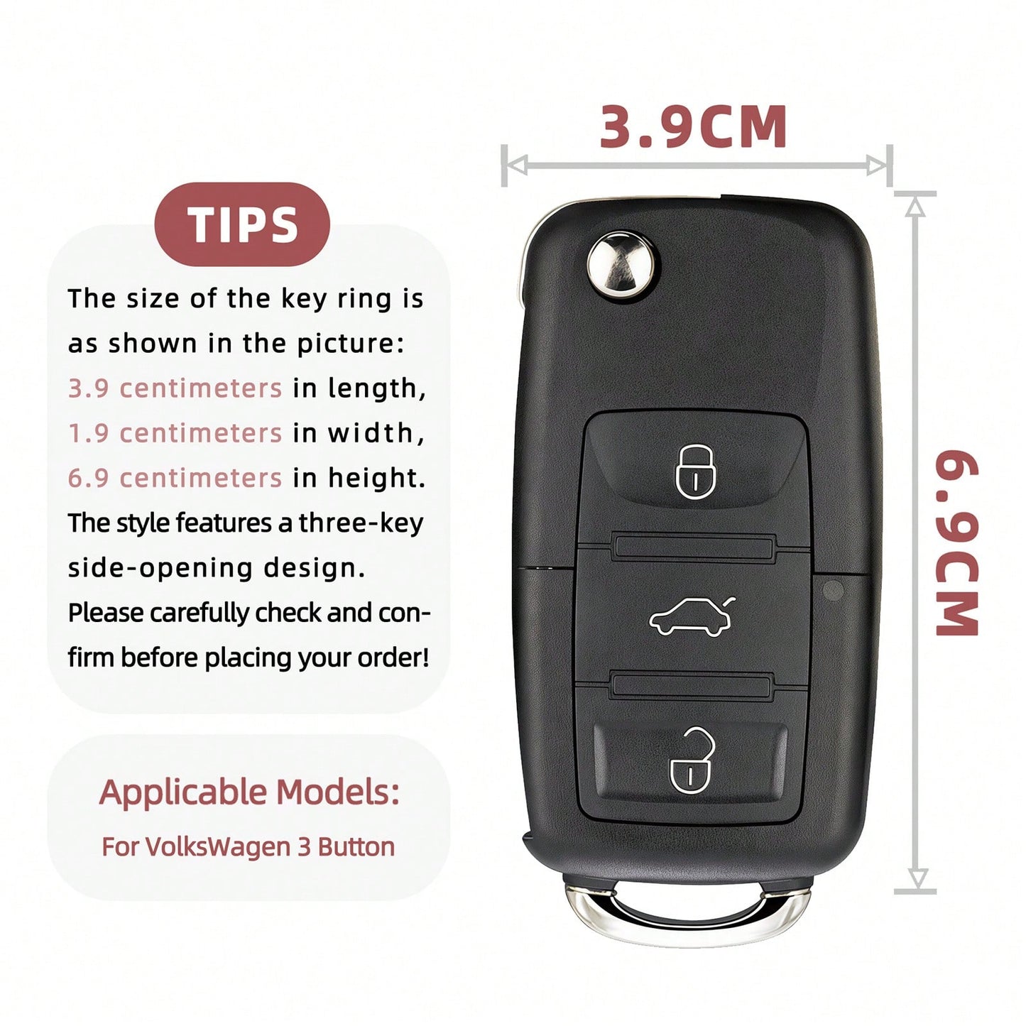 1pc Car Key Case-Chic Print,Suitable For Jetta Mk6, Polo Mk5, Golf Mk6, Tiguan Mk1, Passat B7, Passat NMS, Caddy Mk3, Beetle, Amarok, Touran Mk1. Advanced Soft-Touch, Does Not Block Signal, Unisex.