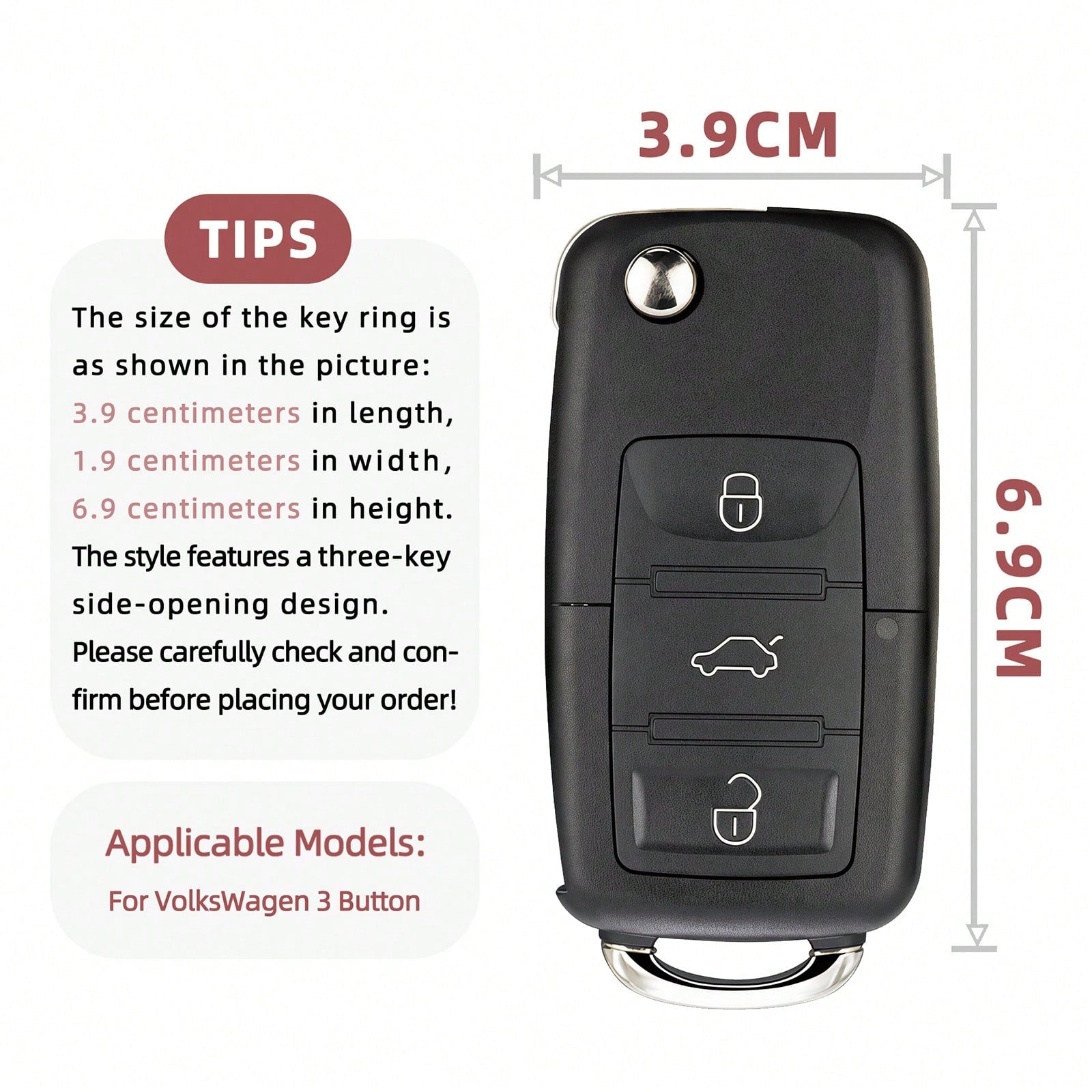 1pc Car Key Case-Chic Print,Suitable For Jetta Mk6, Polo Mk5, Golf Mk6, Tiguan Mk1, Passat B7, Passat NMS, Caddy Mk3, Beetle, Amarok, Touran Mk1. Advanced Soft-Touch, Does Not Block Signal, Unisex.