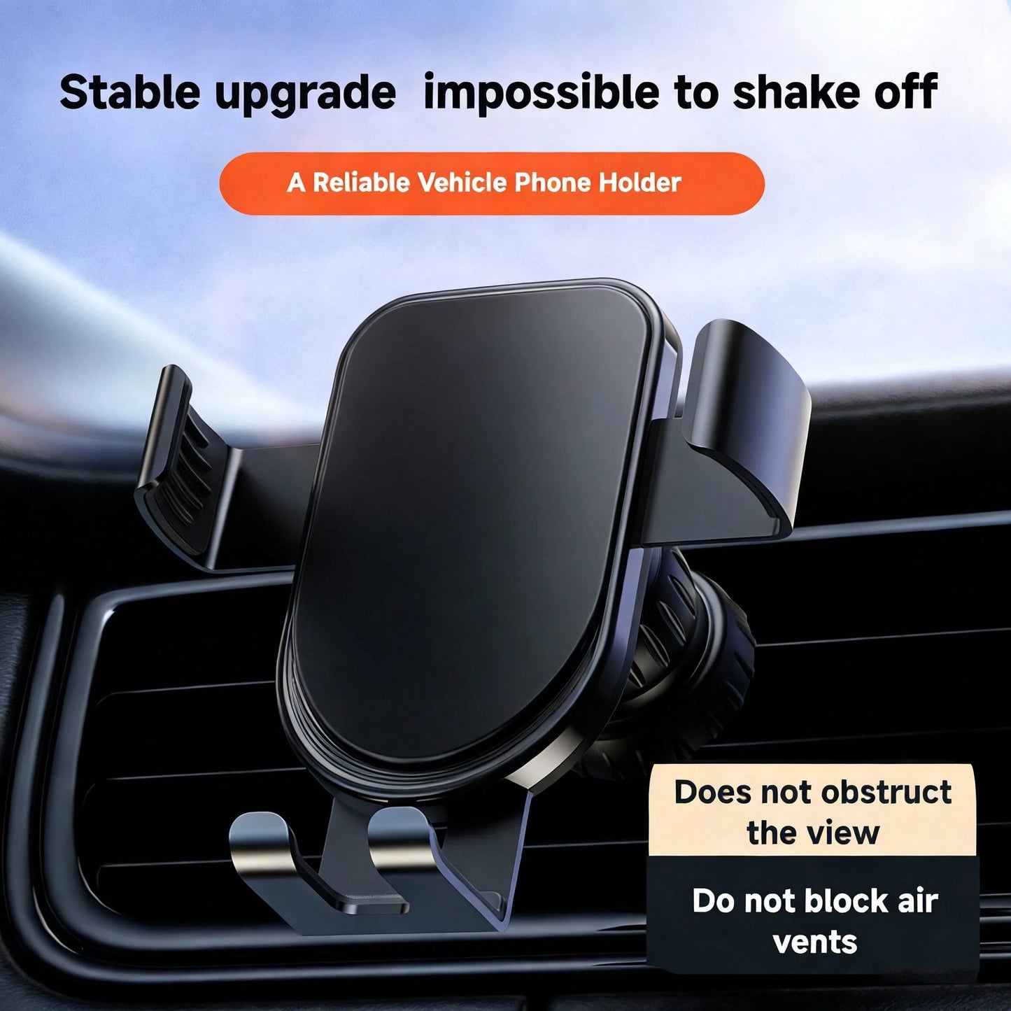 1pc Car Phone Holder Aluminum Alloy Gravity Air Vent Mount Universal Car Interior Phone Stand
