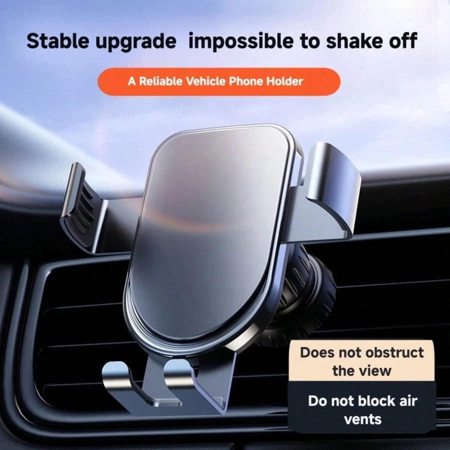 1pc Car Phone Holder Aluminum Alloy Gravity Air Vent Mount Universal Car Interior Phone Stand