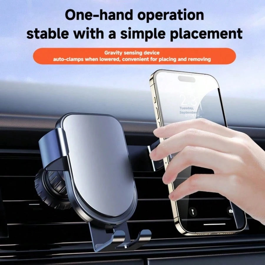 1pc Car Phone Holder Aluminum Alloy Gravity Air Vent Mount Universal Car Interior Phone Stand
