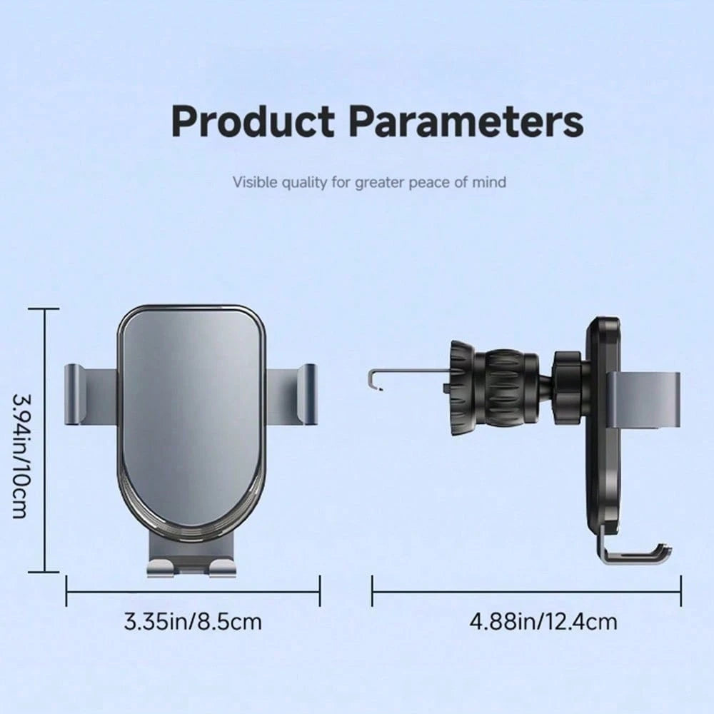 1pc Car Phone Holder Aluminum Alloy Gravity Air Vent Mount Universal Car Interior Phone Stand