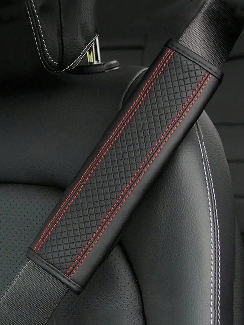 1pc Car PU Leather Embossed Seat Belt Shoulder Pad Protector Cover
