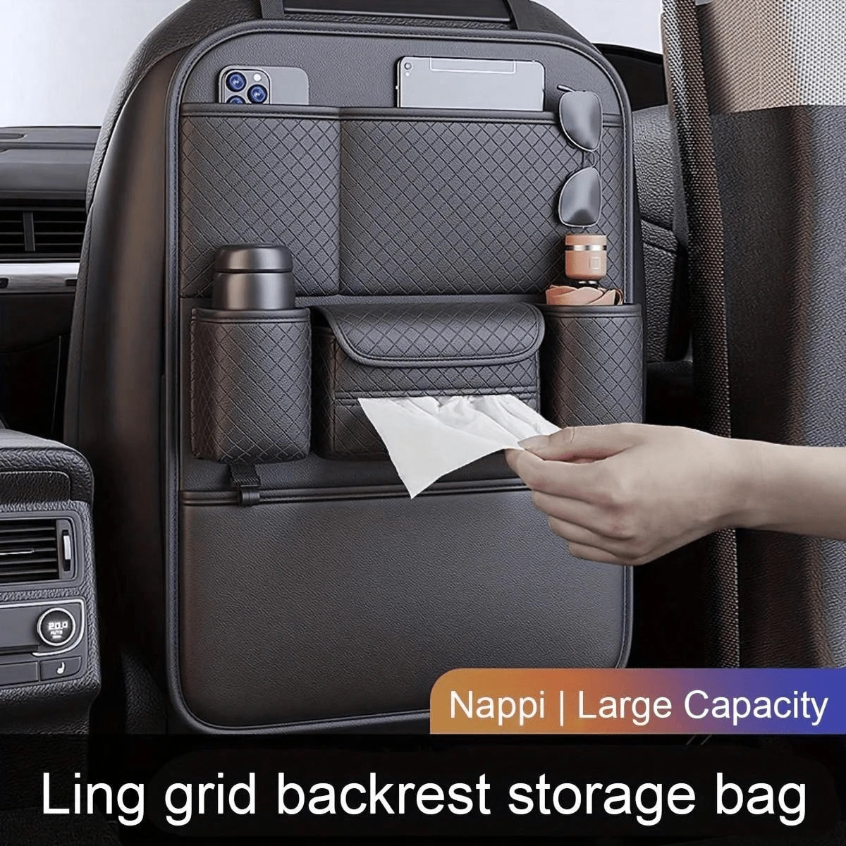 1pc Car Seat Back Storage Bag Car Storage Bag Car Tissue Box Car Seat Back Storage Rack Car Seat Back Storage Bag