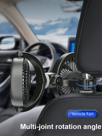 1pc Car Seat Fan, 360 Degree Rotatable Dual-Head Backseat Fan, Portable Fan For Backseat. 3-Speed Adjustable Fan To Enhance Air Circulation And Provide Cooling For Passengers Or Pets In Every Corner O