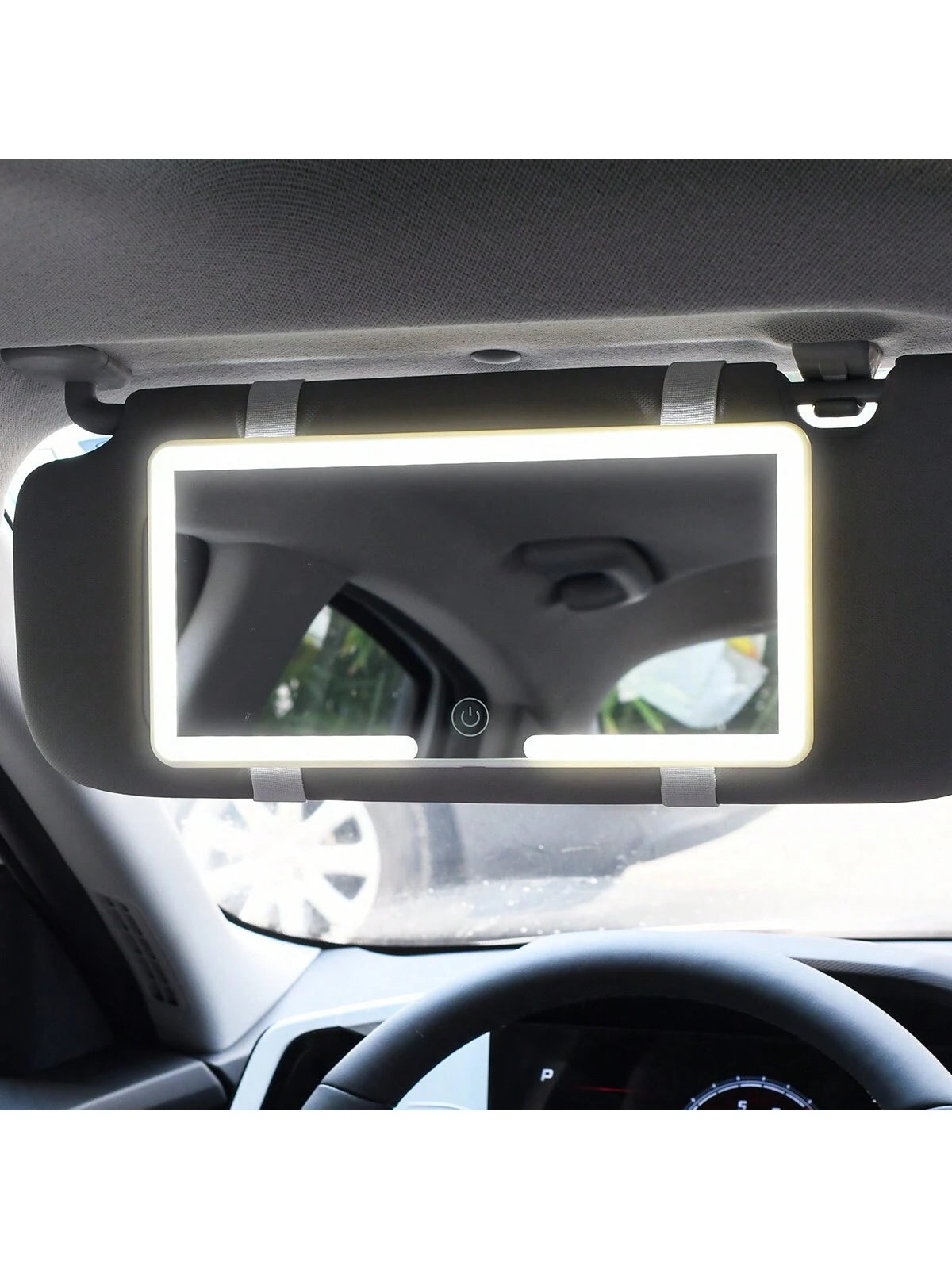 1pc Car Sun Visor High Definition Makeup Mirror With Light, Usb Rechargeable, Adjustable Brightness, Suitable For Women