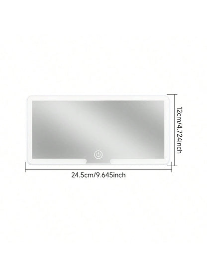 1pc Car Sun Visor High Definition Makeup Mirror With Light, Usb Rechargeable, Adjustable Brightness, Suitable For Women