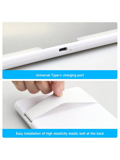 1pc Car Sun Visor High Definition Makeup Mirror With Light, Usb Rechargeable, Adjustable Brightness, Suitable For Women