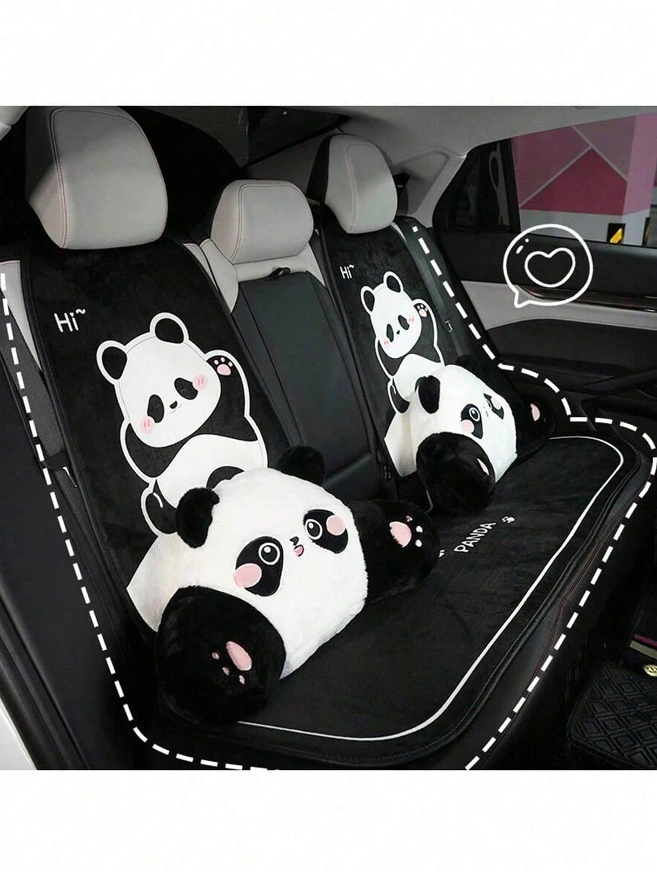 1pc Cartoon Cute Panda Car Headrest, Comfortable Soft Car Seat Cushion, Car Neck Pillow, Car Pillow