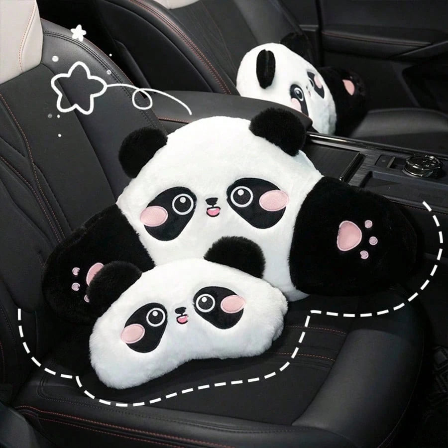 1pc Cartoon Cute Panda Car Headrest, Comfortable Soft Car Seat Cushion, Car Neck Pillow, Car Pillow