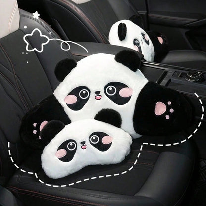 1pc Cartoon Cute Panda Car Headrest, Comfortable Soft Car Seat Cushion, Car Neck Pillow, Car Pillow
