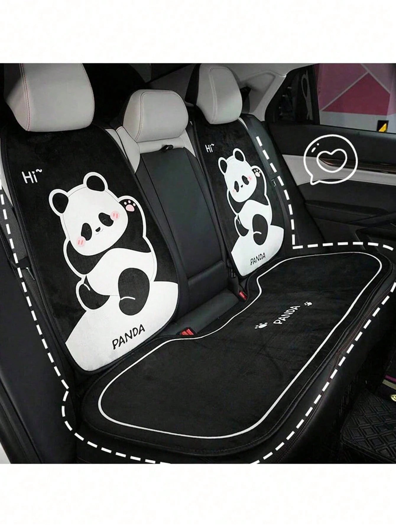 1pc Cartoon Cute Panda Car Headrest, Comfortable Soft Car Seat Cushion, Car Neck Pillow, Car Pillow