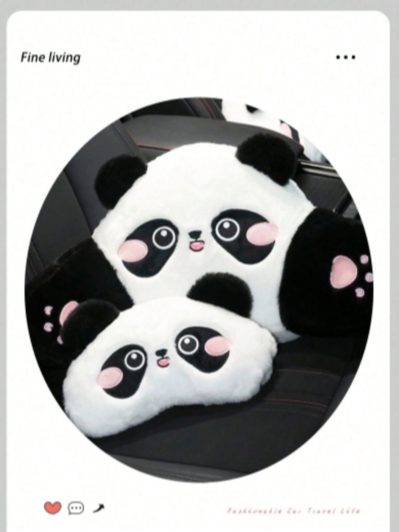 1pc Cartoon Cute Panda Car Headrest, Comfortable Soft Car Seat Cushion, Car Neck Pillow, Car Pillow