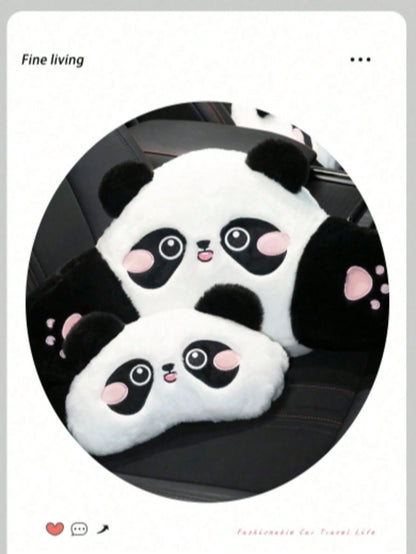 1pc Cartoon Cute Panda Car Headrest, Comfortable Soft Car Seat Cushion, Car Neck Pillow, Car Pillow