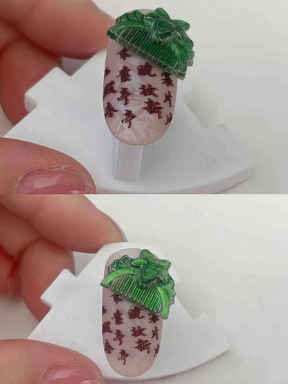 1pc Chinese Style Comb, Frog Button, Kingfisher Hairpin, Fan 3D Nail Art Decor Silicone Mold