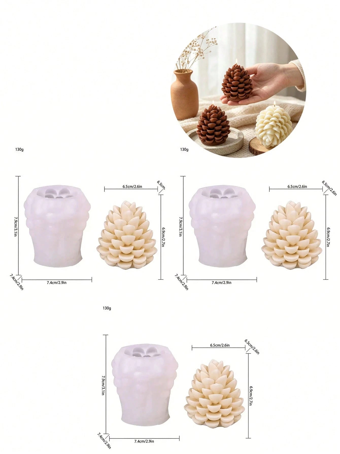 1pc Christmas Pine Cone Silicone Candle Mold- DIY Decorative Christmas Candle Making Template, Holiday Home Decor Casting Tool With Detailed Pattern And Easy Release Design- Suitable For Home Decor
