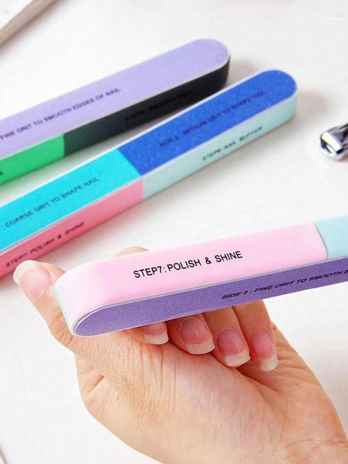 1pc Colorful 7-Sided Nail File, Nail Edge Filer, Sanding Buffer, Shaping Polishing Block, Suitable For Nail Salons