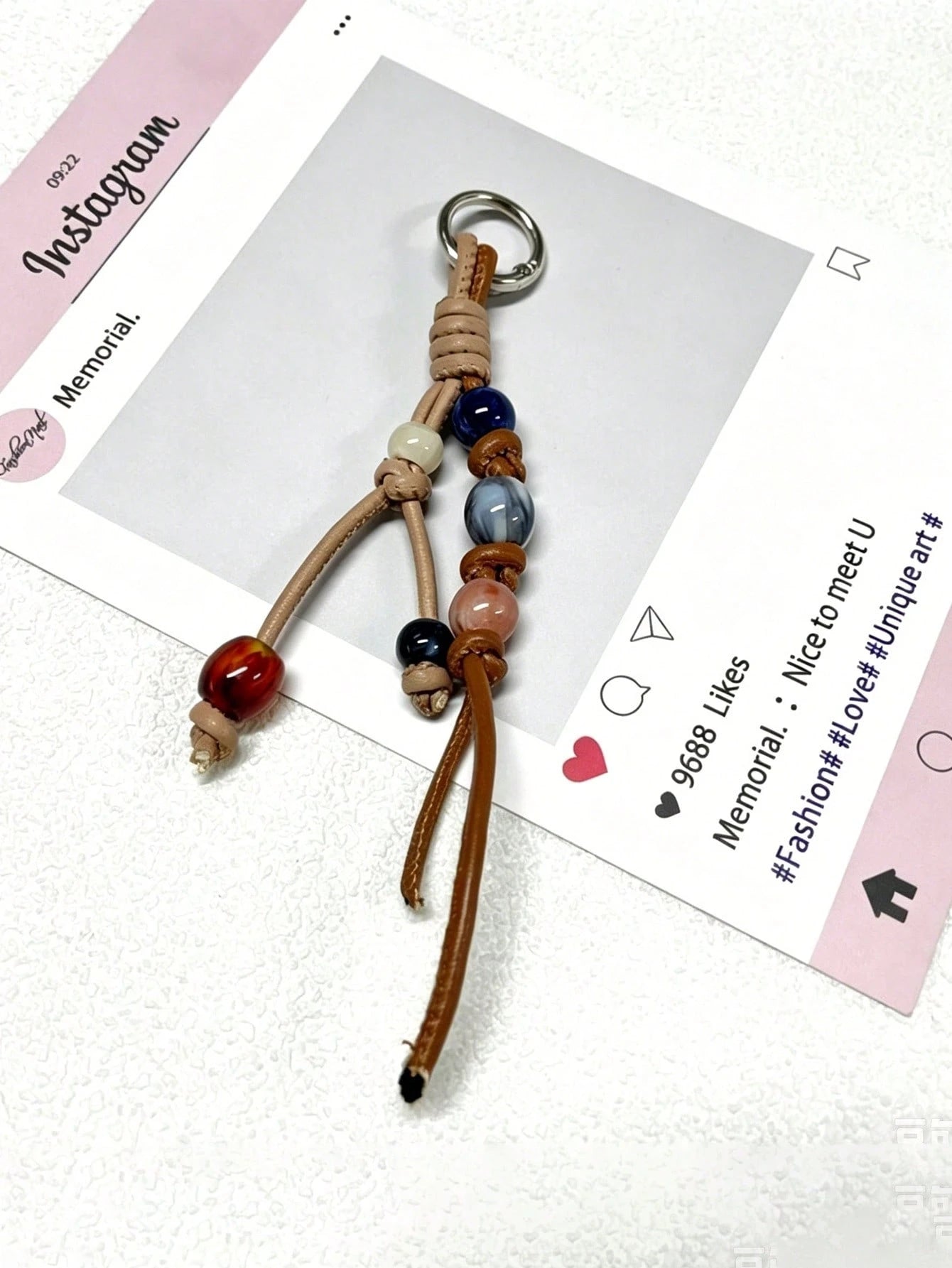 1pc Colorful Beaded Keychain For Women's Bags- Metal Key Ring With Resin Beads, Vibrant Green, Blue, Orange And White Design, Durable And Fashionable, Suitable As Pendant For Keys, Wallets And Handba