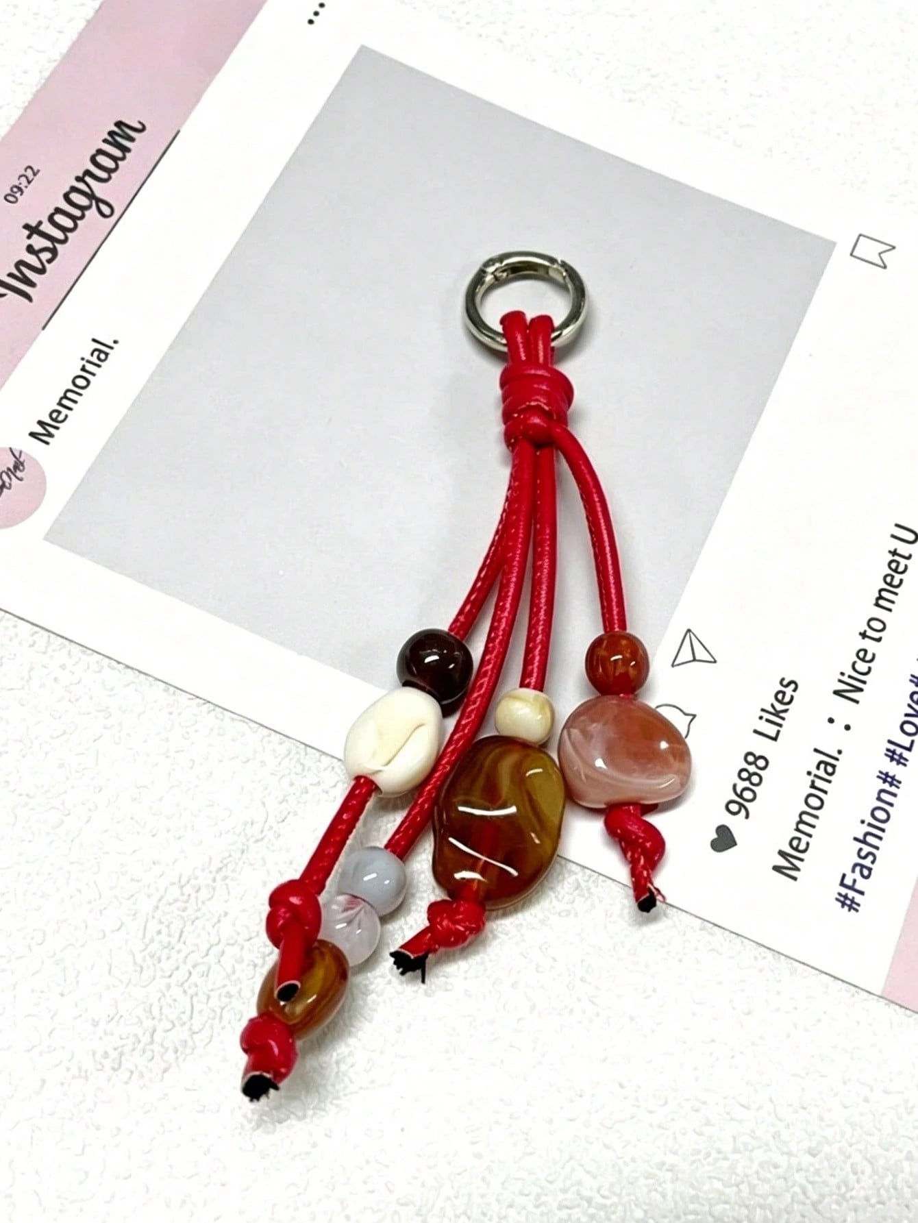 1pc Colorful Beaded Keychain For Women's Bags- Metal Key Ring With Resin Beads, Vibrant Green, Blue, Orange And White Design, Durable And Fashionable, Suitable As Pendant For Keys, Wallets And Handba