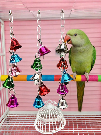 1pc Colorful Bell Pendant Bird Toy- Birdcage Decor With Bell, Parrot Chew Toy, Swing Accessory For Cockatiel, Cockatoo, Lovebird And Other Durable Chewing Birds