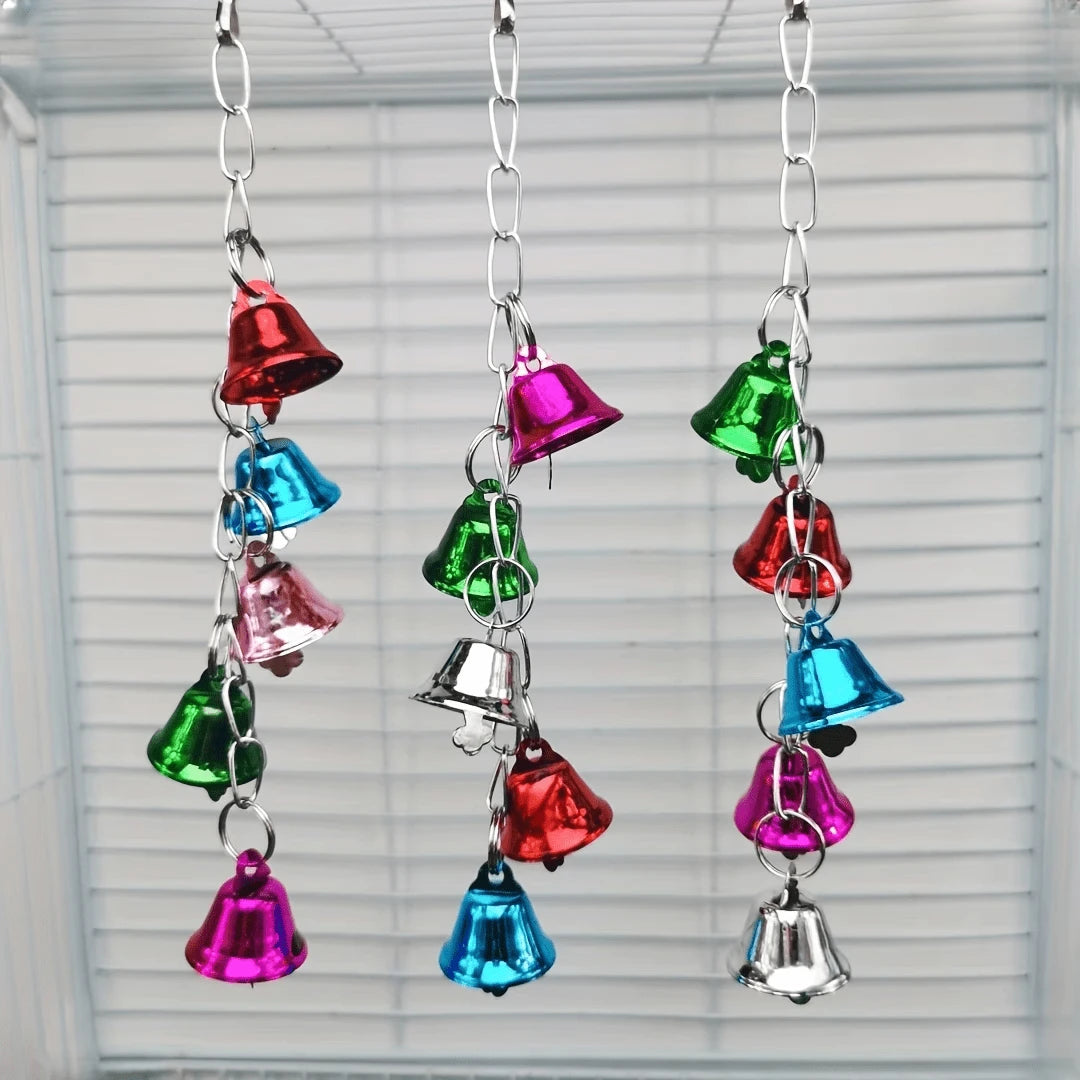 1pc Colorful Bell Pendant Bird Toy- Birdcage Decor With Bell, Parrot Chew Toy, Swing Accessory For Cockatiel, Cockatoo, Lovebird And Other Durable Chewing Birds