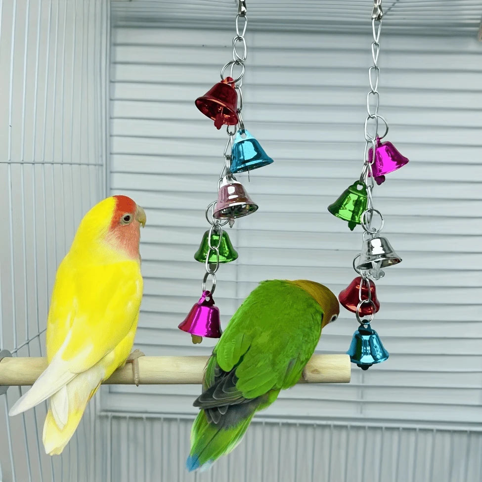 1pc Colorful Bell Pendant Bird Toy- Birdcage Decor With Bell, Parrot Chew Toy, Swing Accessory For Cockatiel, Cockatoo, Lovebird And Other Durable Chewing Birds